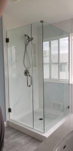 shower area with glass walls